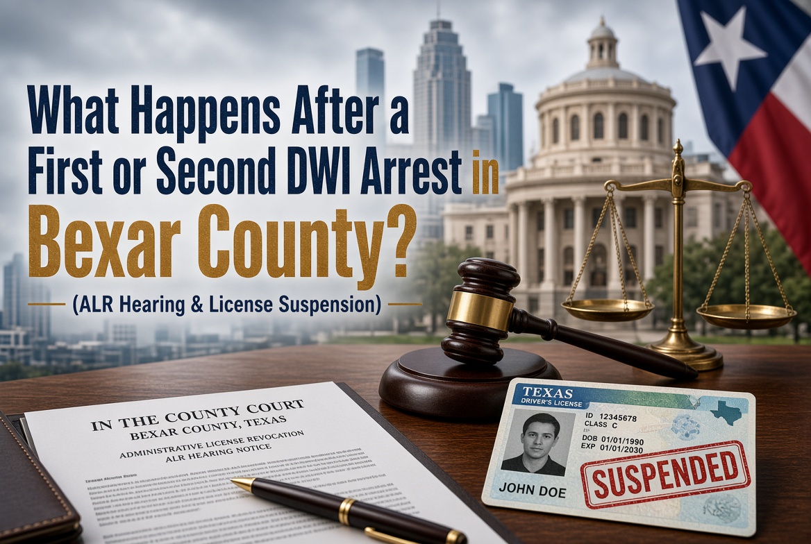 What Happens After a First or Second DWI Arrest in Bexar County? (ALR Hearing & License Suspension)